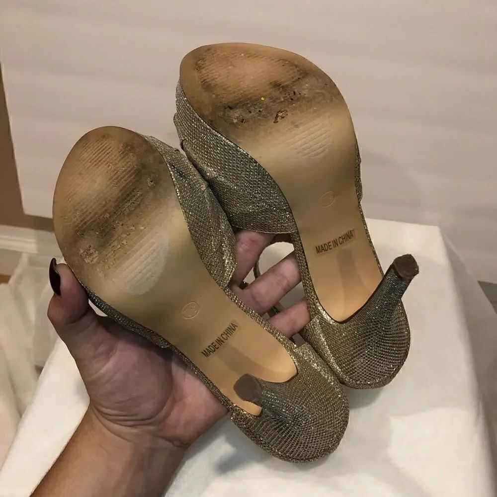 De Blossom Collection Alina nude/gold Strappy heels - Picture 14 of 15